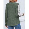 Haut colorblock à manches en dentelle et ourlet incurvé texturé - Vert Armée S | US 4