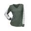 Haut colorblock à manches en dentelle et ourlet incurvé texturé - Vert Armée M | US 6