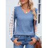 Haut colorblock à manches en dentelle et ourlet incurvé texturé - Bleu clair S | US 4