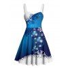 Christmas Couple Outfit Snowflake Bell Star Print Dress and Shirt Set - Bleu S | US 4