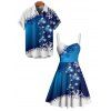 Christmas Couple Outfit Snowflake Bell Star Print Dress and Shirt Set - Bleu S | US 4