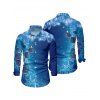 Christmas Couple Outfit Snowflake Bell Print Crossover Belt Dress and Shirt Set - Bleu S | US 4