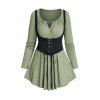 Ensemble 2 pièces colorblock avec haut à découpes et débardeur à lacets - Vert profond XXL | US 14