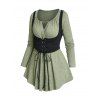 Ensemble 2 pièces colorblock avec haut à découpes et débardeur à lacets - Vert profond XXL | US 14