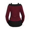 Women Outfit Textured Heather Faux Twinset Top and Grommet Pants Set - Rouge Vineux S | US 4