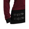 Women Outfit Textured Heather Faux Twinset Top and Grommet Pants Set - Rouge Vineux S | US 4