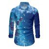 Christmas Couple Outfit Snowflake Bell Print Crossover Belt Dress and Shirt Set - Bleu S | US 4