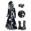 Halloween Outfit Skull Rose Print Lace Up High Low Hoodie Dress and Earrings Boots Set - Noir S | US 4