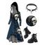Halloween Outfit Skull Rose Butterfly Print Hoodie Dress and Skeleton Choker Boots Set - Noir S | US 4