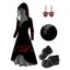 Gothic Outfit Pumpkin Print High Low Hoodie Dress and Earrings Boots Set - Noir S | US 4