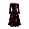Robe à capuche d'Halloween à lacets, imprimé crânes et citrouilles - Noir XXL | US 14
