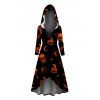Robe à capuche d'Halloween à lacets, imprimé crânes et citrouilles - Noir XXL | US 14