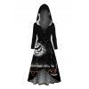 Robe gothique à capuche, imprimé citrouille d'Halloween, à lacets, taille haute et basse - Noir XXL | US 14