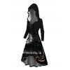 Robe gothique à capuche, imprimé citrouille d'Halloween, à lacets, taille haute et basse - Noir XXL | US 14