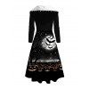 Robe gothique à capuche, imprimé citrouille d'Halloween, à lacets, taille haute et basse - Noir XXL | US 14