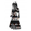 Robe à capuche d'Halloween à imprimé citrouille et sorcier colorblock, à lacets, coupe haute et basse - Noir XXL | US 14
