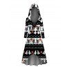 Robe à capuche d'Halloween à imprimé citrouille et sorcier colorblock, à lacets, coupe haute et basse - Noir XXL | US 14
