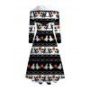 Robe à capuche d'Halloween à imprimé citrouille et sorcier colorblock, à lacets, coupe haute et basse - Noir XXL | US 14