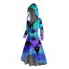 Robe à capuche d'Halloween à lacets, imprimé fantôme citrouille ombré, robe haute-basse - Bleu XXL | US 14