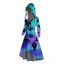 Robe à capuche d'Halloween à lacets, imprimé fantôme citrouille ombré, robe haute-basse - Bleu XXL | US 14