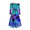 Robe à capuche d'Halloween à lacets, imprimé fantôme citrouille ombré, robe haute-basse - Bleu XXL | US 14