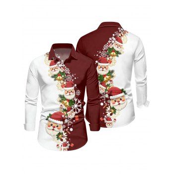 Christmas Couple Outfit Santa Claus Snowflake Print Faux Fur Dress and Shirt Set