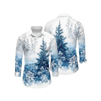 Holiday Couple Outfit Christmas Tree Snowflake Print Faux Fur Dress and Shirt Set
