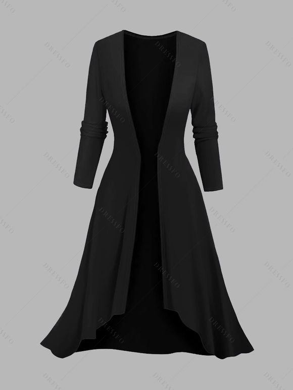 Ensemble robe à bretelles spaghetti et haut ouvert sur le devant à imprimé géométrique colorblock - Noir S | US 4