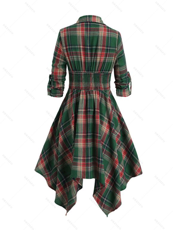 Robe chemise à carreaux vintage en faux twinset et robe mouchoir à lacets - Vert profond XXL | US 14