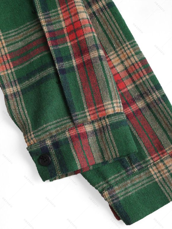 Robe chemise à carreaux vintage en faux twinset et robe mouchoir à lacets - Vert profond XXL | US 14