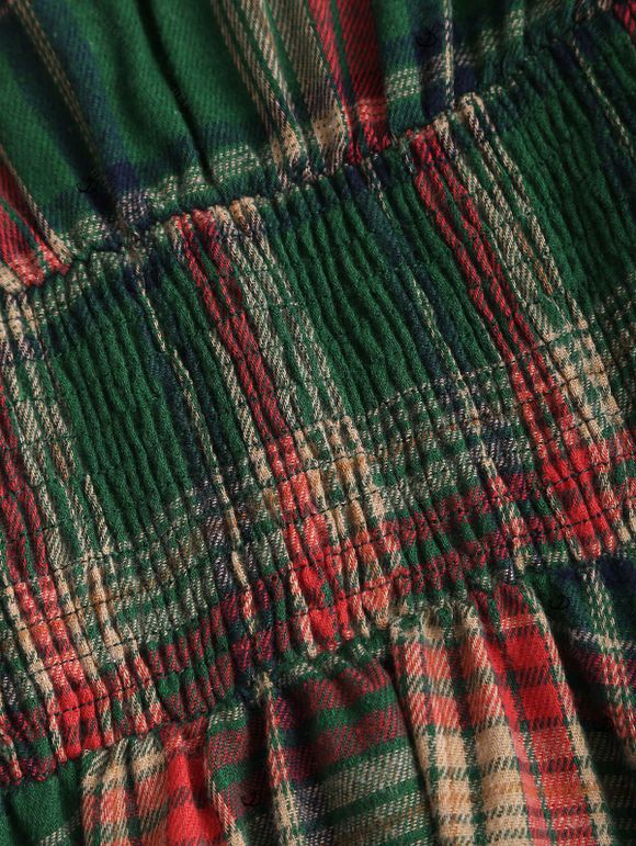Robe chemise à carreaux vintage en faux twinset et robe mouchoir à lacets - Vert profond XXL | US 14