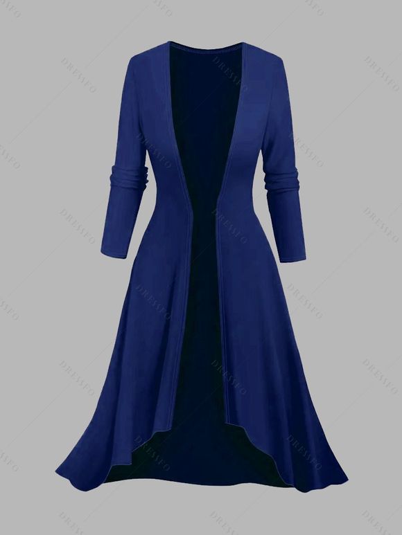 Ensemble robe à bretelles spaghetti et haut ouvert sur le devant à imprimé géométrique colorblock - Bleu Marine M | US 6