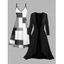 Ensemble robe à bretelles spaghetti et haut ouvert sur le devant à imprimé géométrique colorblock - Noir XL | US 12