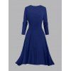 Ensemble robe à bretelles spaghetti et haut ouvert sur le devant à imprimé géométrique colorblock - Bleu Marine XXXXL | US 18
