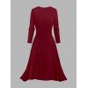 Ensemble robe à bretelles spaghetti et haut ouvert sur le devant à imprimé géométrique colorblock - Rouge Vineux L | US 8-10