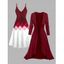 Ensemble robe à bretelles spaghetti et haut ouvert sur le devant à imprimé géométrique colorblock - Rouge Vineux XXL | US 14