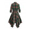 Robe chemise à carreaux vintage en faux twinset et robe mouchoir à lacets - Vert profond S | US 4