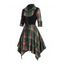 Robe chemise à carreaux vintage en faux twinset et robe mouchoir à lacets - Vert profond S | US 4