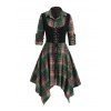 Robe chemise à carreaux vintage en faux twinset et robe mouchoir à lacets - Vert profond S | US 4
