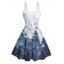 Robe mini à imprimé sapin de Noël et neige avec col en fausse fourrure - Bleu Toile de Jean S | US 4