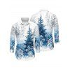 Chemise boutonnée à manches longues pour homme, motif sapin de Noël et flocons de neige - Bleu clair S