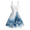 Robe mini en fausse fourrure à imprimé sapin de Noël et flocons de neige - Bleu clair S | US 4