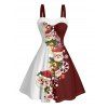 Robe de Noël Père Noël, imprimé flocon de neige, fausse fourrure, colorblock - Rouge Vineux S | US 4