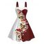 Robe de Noël Père Noël, imprimé flocon de neige, fausse fourrure, colorblock - Rouge Vineux S | US 4