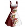 Robe de Noël Père Noël, imprimé flocon de neige, fausse fourrure, colorblock - Rouge Vineux S | US 4