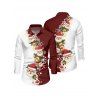 Chemise de Noël pour homme, imprimé Père Noël et flocons de neige, colorblock - Rouge Vineux M | US 6