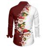 Chemise de Noël pour homme, imprimé Père Noël et flocons de neige, colorblock - Rouge Vineux M | US 6