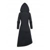 Gothic Women Outfit Lace Up Asymmetrical Hooded Coat and Grommet Pants Set - Noir S | US 4
