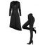 Gothic Women Outfit Lace Up Asymmetrical Hooded Coat and Grommet Pants Set - Noir S | US 4