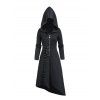 Gothic Women Outfit Lace Up Asymmetrical Hooded Coat and Grommet Pants Set - Noir S | US 4